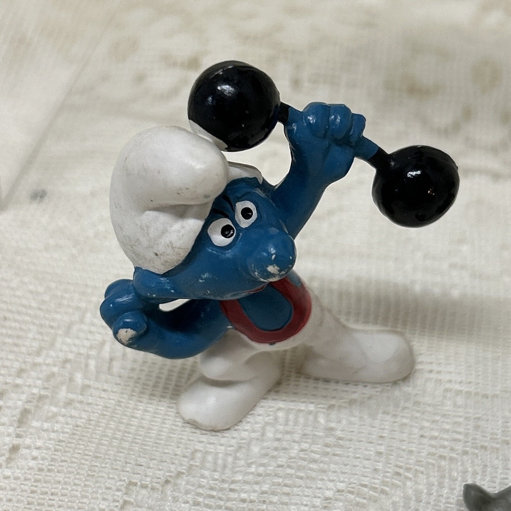 Peyo Schleich Smurf‎ PVC 4 Figures Sports Hang Glider Karate Golf Weight Lifter - Picture 5 of 11